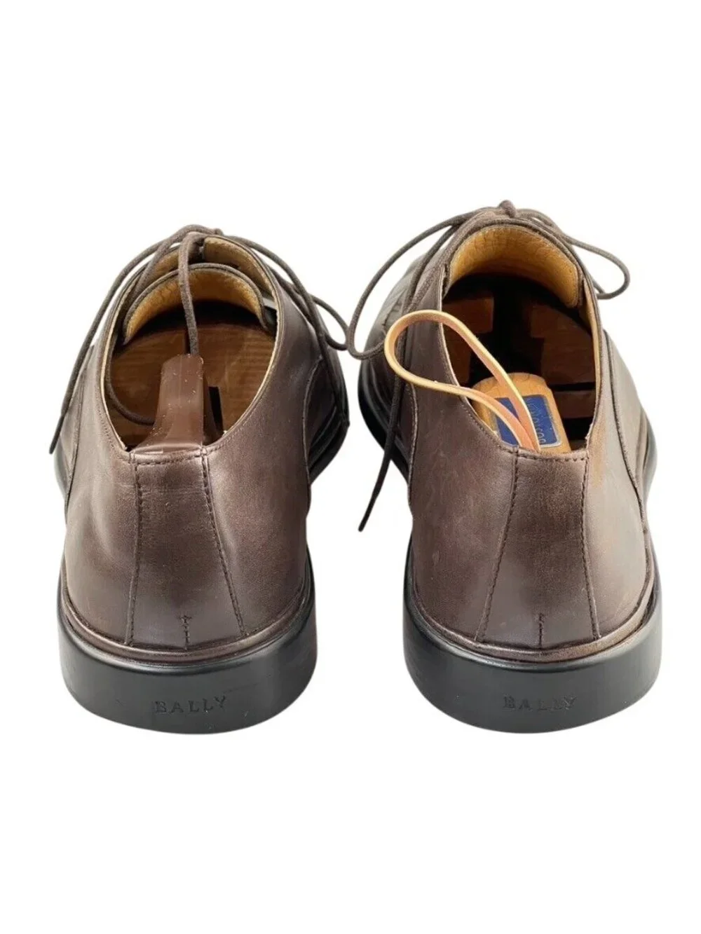 Bally Gabriel Brown Leather Derby Shoes Mens Size 8 E Made In Italy